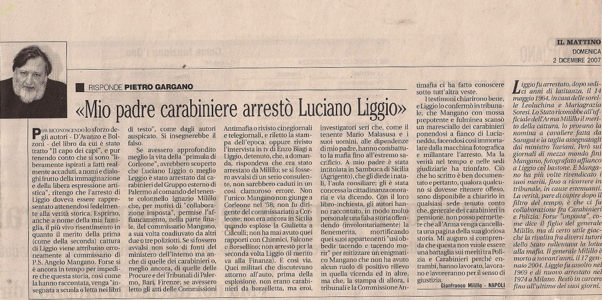 Mio padre carabiniere arrestï¿½ï¿½ Luciano Liggio - Generale Gianfranco Milillo