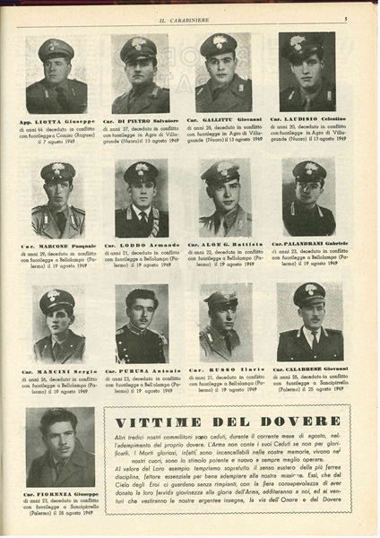 Immagini dei Carabinieri vitime della strage
